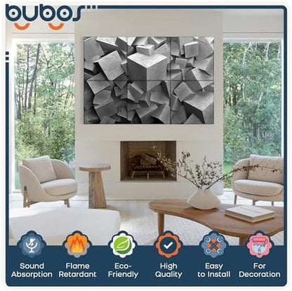 BUBOS 6 Pcs Art Acoustic Wall Panel,70.8”x47.2”Self Adhesive for Home Decor