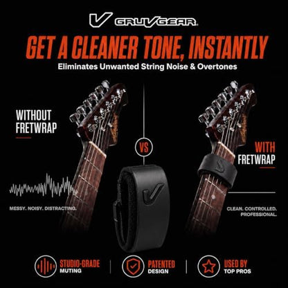 Gruv Gear Fret Wrap & Guitar Mute, Fretwrap for Acoustic, Electric & Bass | String Dampener Recording, Tapping & Practice Accessory (1 Pack, Medium Steel, Fits 5 String Bass, 7 String Guitar)