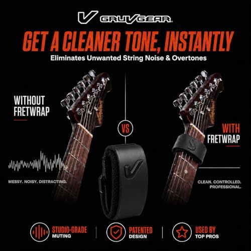 Gruv Gear Fret Wrap & Guitar Mute, Fretwrap for Acoustic, Electric & Bass | String Dampener Recording, Tapping & Practice Accessory (1 Pack, Large Steel, Fits 6 String Bass, 8 String Guitar)