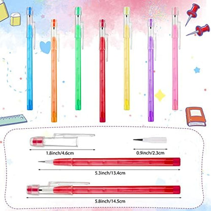 Crtiin 200 Pack HB Colorful Stackable Pencils, Translucent Multipoint Non-sharpening Stackable Pencil with Matching Eraser for Girls Students Teachers Office Supplies Rewards, 7 Colors