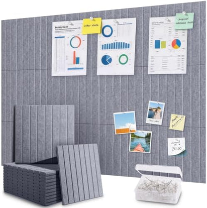 48" x 36" Large Cork Bulletin Board Tiles, Peel and Stick Felt Wall Panels for Vision, Message Center, Picture and Prayer Board for Office, Dorm, Room and Desk Decor(Soft Gray)