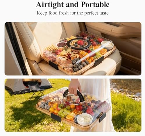 Portable Bamboo Charcuterie Board with Lid, Engraved Home Print