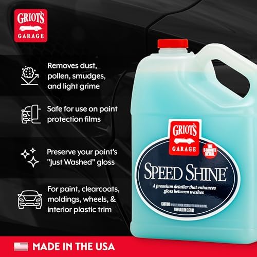 Griot's Garage Speed Shine for Car Detailing, Quick Detailer for All Exterior Surfaces, Trim and Wheels, Provides a Glossy Finish, 11148, One Gallon