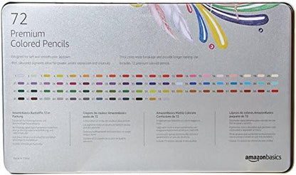Amazon Basics Colored Pencils for Coloring and Drawing, Premium, Soft Core, Back to School Supplies, 72 Count (Pack of 1), Multicolor