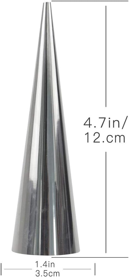 Kslong Cream Horn Molds 12pcs Large Size 4.7 inch Baking Cones Stainless Steel Roll Horn Forms Conical Danish Pastry Croissant Cones Moulds