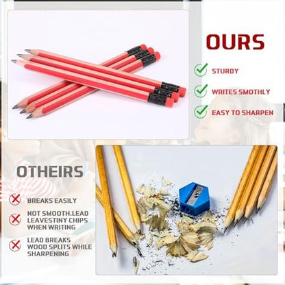 Seajan 96 Pcs 6B Jumbo Pencils, Big, Fat, Thick, Triangular Pencils Refill with Eraser 7 Inch Large Pencil for Kids Beginners Preschoolers Kindergarten School Office Christmas Gifts(Red)