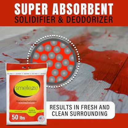 SMELLEZE Medical Waste Clean Up Deodorizer & Solidifier - 50 lb. Bag