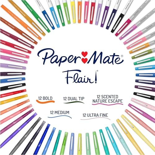 Paper Mate Flair Felt Tip Pens Ultimate Pack, Features 5 Different Types of Pens, 60 Count - Creative Fun, Classroom Essentials, Teacher Supplies, Arts & Crafts