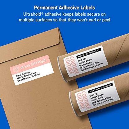 Avery Printable Shipping Labels, Sure Feed Technology, 2" x 4", White, 500 Blank Mailing Labels (8363)