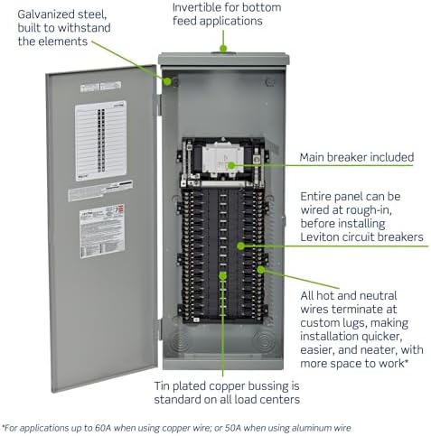 Leviton 30 Space Outdoor Load Center with 125A Main Circuit Breaker, LR312-BDD