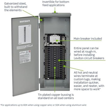 Leviton 30 Space Outdoor Load Center with 150A Main Circuit Breaker, LR315-BDD
