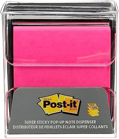 Post-it Pop-up Notes Dispenser, 3x3 in, Black Base Clear Top, Pack Includes Dispenser and a 45-Sheet Pad of Pop-up Notes (WD-330-BK) (Pack of 2)