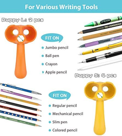 Firesara Training Grips for Kids Handwriting Top Class and Two Sizes Aid Grip Trainer Posture Correction Finger Grip for Kids, Adults, Arthritis Designed for Righties or Lefties(4Standard+2Large)