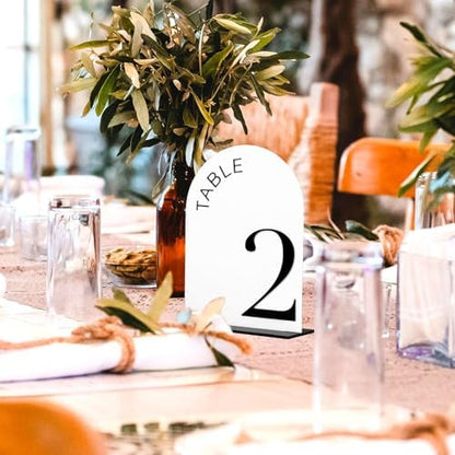 White Arch Wedding Table Numbers 1-20 with Stands