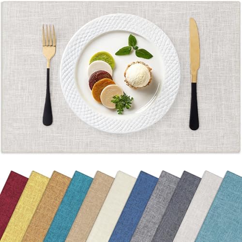 Homaxy Cloths Placemats for Dining Table Set of 4, 13" x 19", Beige