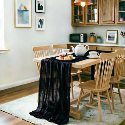Halloween Holiday Black Cheesecloth Table Runner 120in Home Decor