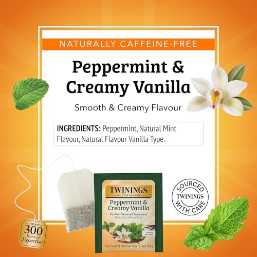 Twinings Peppermint & Creamy Vanilla Herbal Tea Bags, 120 CT Box (1 Pack)