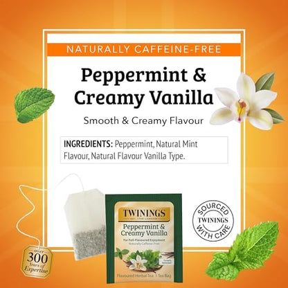 Twinings Peppermint & Creamy Vanilla Herbal Tea Bags, 120 CT Box (1 Pack)