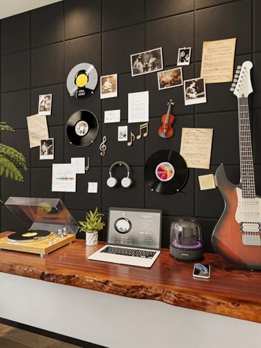 Thick Felt Pin Board Tiles 15 Pack, 11.8x11.8 Bulletin Board for Wall