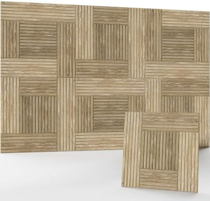 JaneTech 6 Pack Wood Acoustic Panels, Decorative Acoustic Wall Panels Sound Absorbing with Nano Glue for Recording Studio, Home Office, Conference Room, Hearth Block, 23.62x23.62 Inches