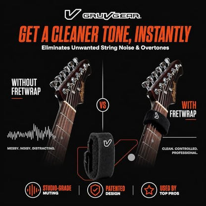 Gruv Gear Fret Wrap & Guitar Mute, Fretwrap for Acoustic, Electric & Bass | String Dampener Recording, Tapping & Practice Accessory (1 Pack, Small Black, Fits 4 String Bass, 6 String Guitar)