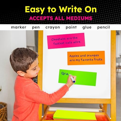 Hygloss Small Poster Board 4x11 - 50 Assorted Neon Color Bulk Pack - 10 Pt. Thickness Colored Poster Board Paper for Projects, Flash Cards, Signs - Posterboard Multipack 4" x 11"