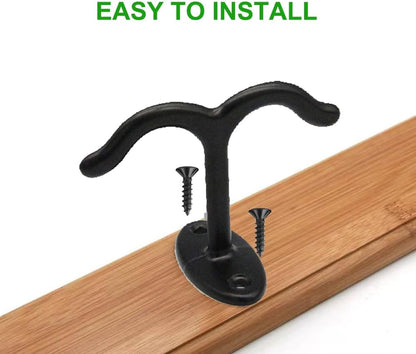 10 Pcs Zinc Alloy Ceiling Double Hook Cabinet Wardrobe Coat Towel Hat Hook Hooks Under Cabinet Shelf (Black)