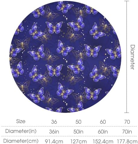 Dark Purple Butterfly Tablecloth, Luxury Golden Blue Purple Butterfly Print Table Cloth for Outdoor Patio Party Picnic Wedding Indoor Kitchen Dinner Table Decor, 70x70in