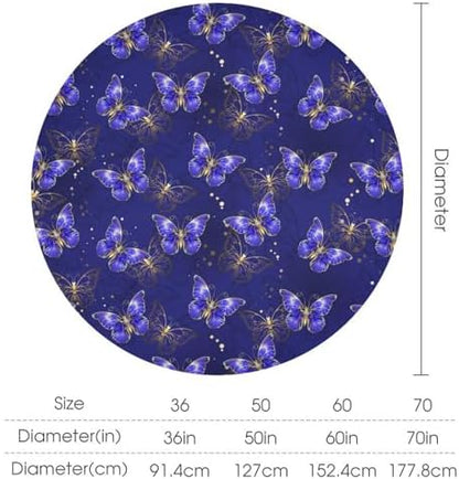 Dark Purple Butterfly Tablecloth, Luxury Golden Blue Purple Butterfly Print Table Cloth for Outdoor Patio Party Picnic Wedding Indoor Kitchen Dinner Table Decor, 70x70in