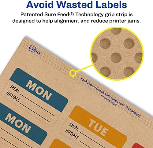 Avery® Kraft Brown Rectangle Labels, Sure Feed® Technology, 1" x 2", 1,200 Kraft Brown Labels, Print-to-The-Edge, Laser/Inkjet Printable
