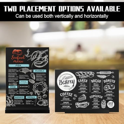 EHWINE Mini Chalkboard Easel Sign Set,4 Pack 6x8 Inch Wooden Boards with Acrylic Base and Liquid Chalk Markers, Reusable Double Sided Tabletop Display for Wedding, Restaurant, Party, Coffee Shop Decor