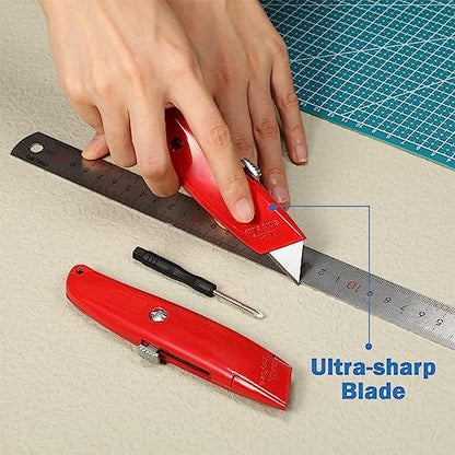 Reginary 30 Pcs Box Cutters Bulk, Utility Knives, Red