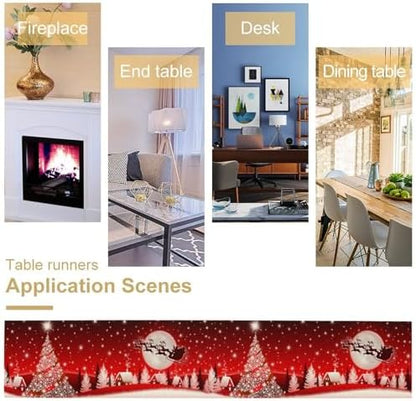 Merry Christmas Table Runner Red Snowflakes ,Xmas Ball Ornaments Snow Red Table Runners for Dinning Table,Snowflake Sparkle Kitchen Decor,Holiday Dinner Decoration-13x108 Inch