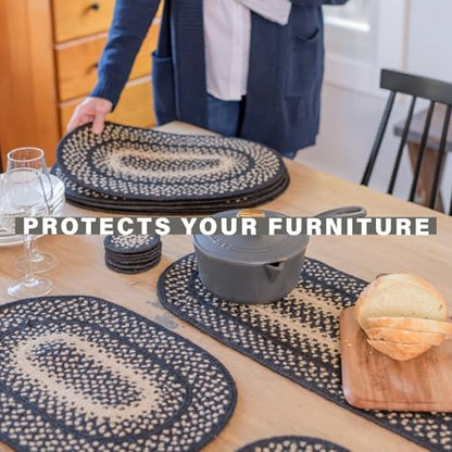 Homespice Manchester Jute Braided Table Runner, Oval 8x28 Set of 2