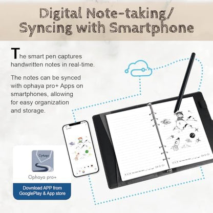 Ophaya 2 in 1 Digital Pen Smart Pen Writing Set, Includes Smartpen, Notebook, Use with Ophaya App for Notes Taking, Recording, Storing