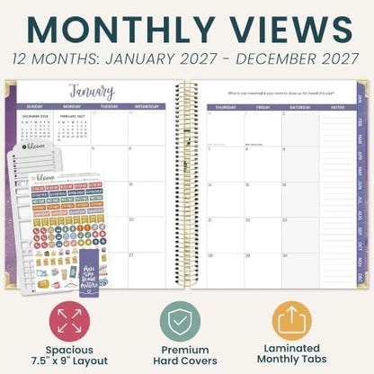 bloom daily planners 2027 Hardcover Goal & Vision Planner (January - December 2027) - Monthly & Weekly Calendar Year Agenda Organizer - 7.5" x 9" - Good Things Are Coming