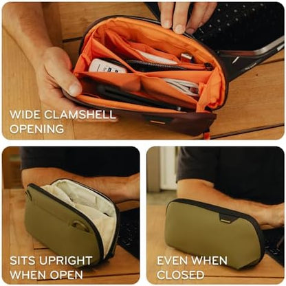 Peak Design Small Tech Pouch, Kelp, Electronics Organizer for Travel or Everyday Carry, Origami-Style Storage, Cable Pass-Through, Weatherproof Recycled Nylon, Gear Carry Bag for Men and Women