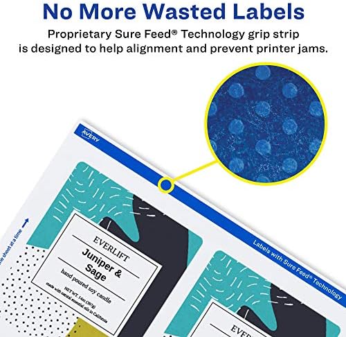 Avery® Matte White Rectangle Labels, Sure Feed® Technology, 3-1/3" x 4", 150 Matte White Printable Labels