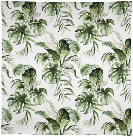 Green Tropical Leaves Tablecloth, Watercolor Jungle Plam Leaves Floral Botanical Print Farmhouse Holiday Tablecloths for Home Kitchen Party Dinner Decor 55x75in