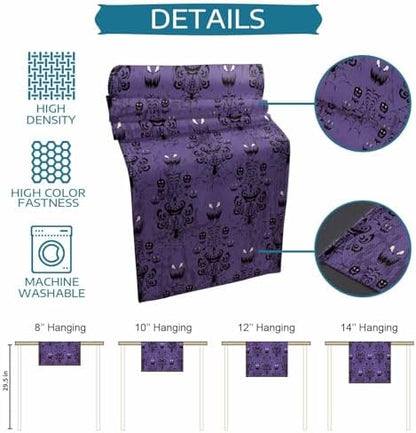 Halloween Haunted Table Runner Dresser Scarf 13 x 36 Inch Purple Black Ghost House Mansion Table Runners Non-Slip Heat Resistant Kitchen Dining Table Decor for Halloween Holidays Indoor Outdoor