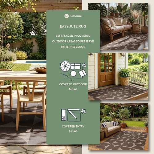 Lahome Semi Circle Easy Jute Non Slip Kitchen Runner, 2x8 Hallway Runner