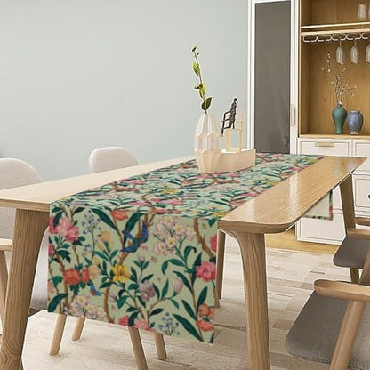 William Morris Floral Table Runner, Birds Butterflies and Bees Botanical Flower Original Design Print Table Runner for Home Party Dining Room Kitchen Decor 13x120 Inch