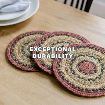 Homespice Highland Braided Trivets Ideal as Hot Pads, Round 8" Set of 3