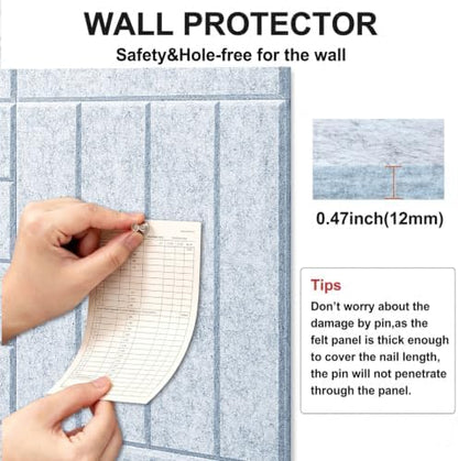 0.47" Thick Felt Wall Tiles 36"x24" Cork Board Alternative 6 Pack 11.81"x11.81"Felt Bulletin Board Pin Board with Removable Adhesive Tape&30 Pushpins for Home Office School(Bold-Silver Grey)
