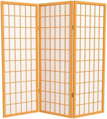 4 ft. Short Window Pane Shoji Screen - Honey - 3 Panels