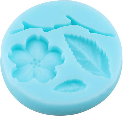 Peach Blossom Fondant Molds Plant Flowers Leaf Silicone Mold for Cake Decorating Cupcake Topper Chocolate Candy Gum Paste Polymer Clay