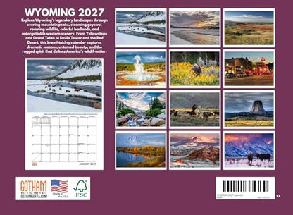 Wyoming Calendar 2027 Monthly Wall Calender 12 Month