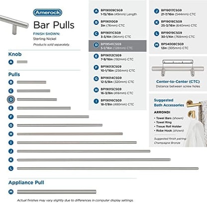 Amerock 5-1/16" Bar Pulls Sterling Nickel Drawer Pull