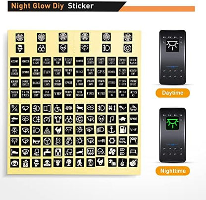 Nilight-90111F 6 Gang Aluminum Rocker Switch Panel Toggle Dash 5 Pin ON/Off Pre-Wired Rocker Switch Blue Backlit Switch for Automotive Car Marine Boat RV,2 Years Warranty