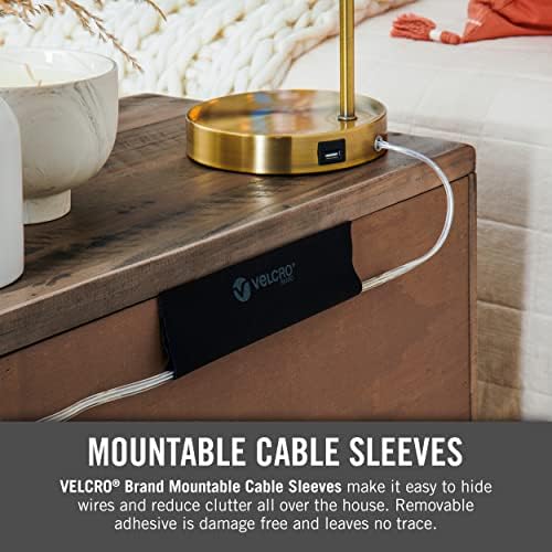 VELCRO Brand Mountable Cable Sleeve, Black, 8 in, 2 Pack